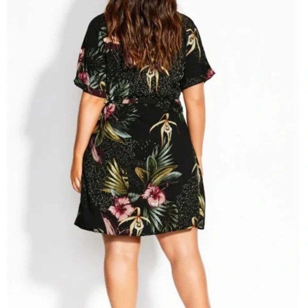 City Chic Phucket Tropical Button Front Floral Shirt Dress Womens Size 18 NWT - Picture 3 of 12